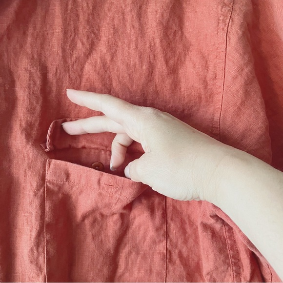 Bruno • Pure Linen Button Down in Brick Red/Orange - Picture 5 of 6